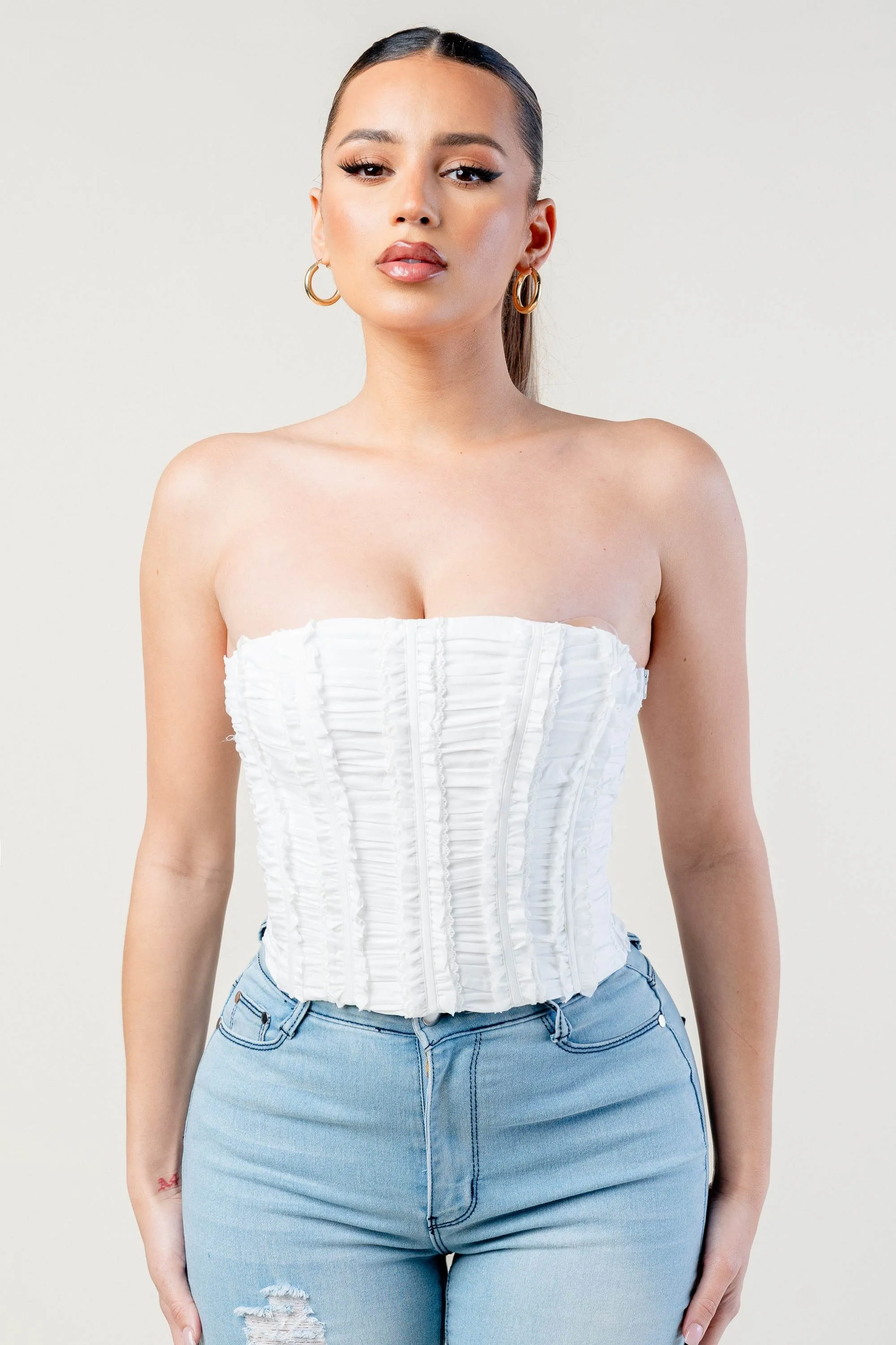 PT45126ETP-W / THIN WOVEN STRETCH CROP TUBE TOP sold by privy product image thumbnail 2