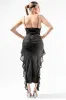 LUREX GLITTER COWL NECK RUFFLED DRAP MAXI DRESS sold by privy