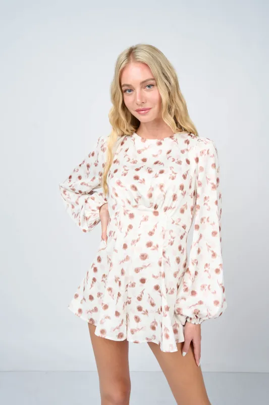 WOVEN FALL FLORAL PRINT BACK TIE DETAIL JUMPSUIT made by privy