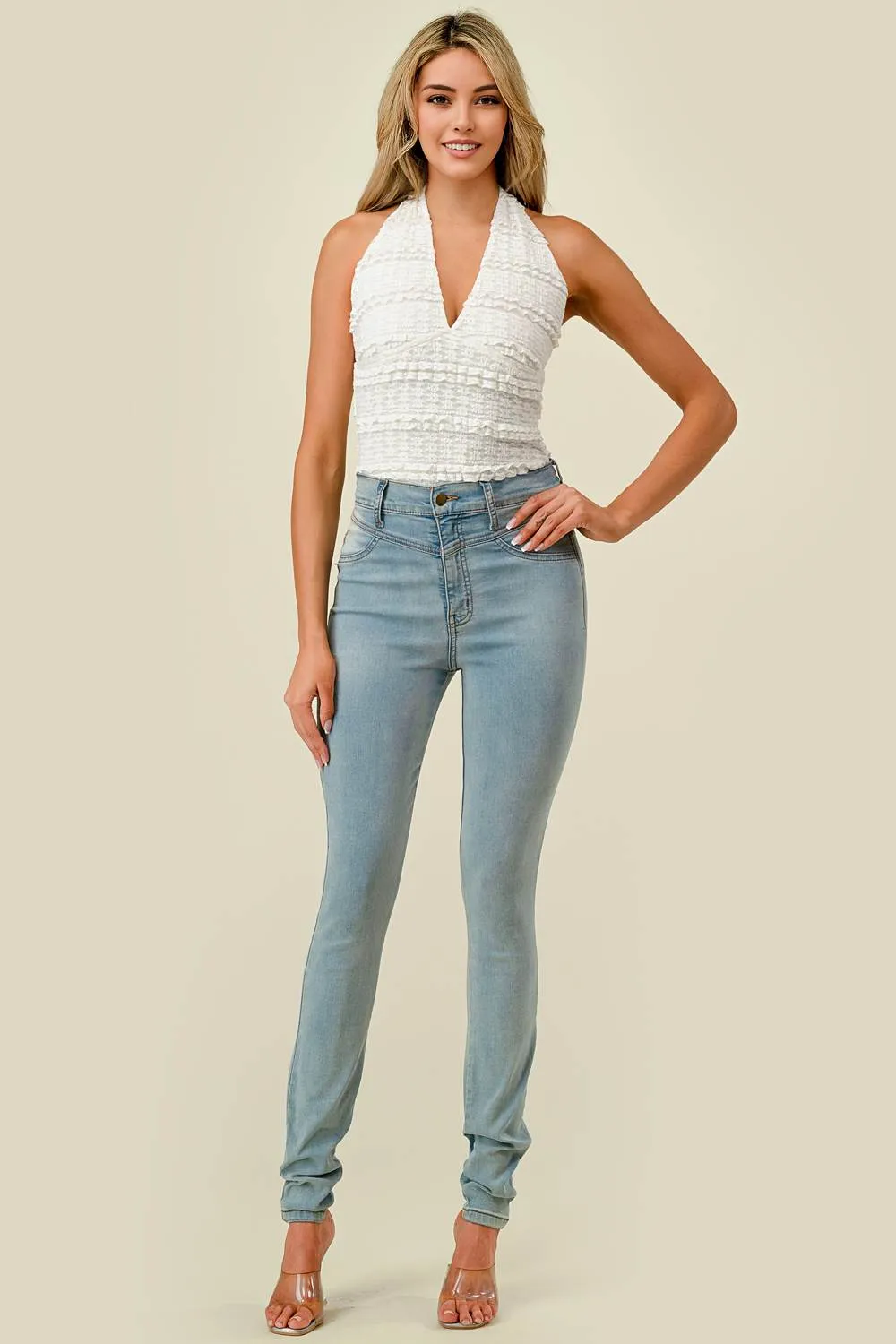 STRETCH LACE HALTERNECK BACKLESS BODYSUIT sold by privy product image thumbnail 5