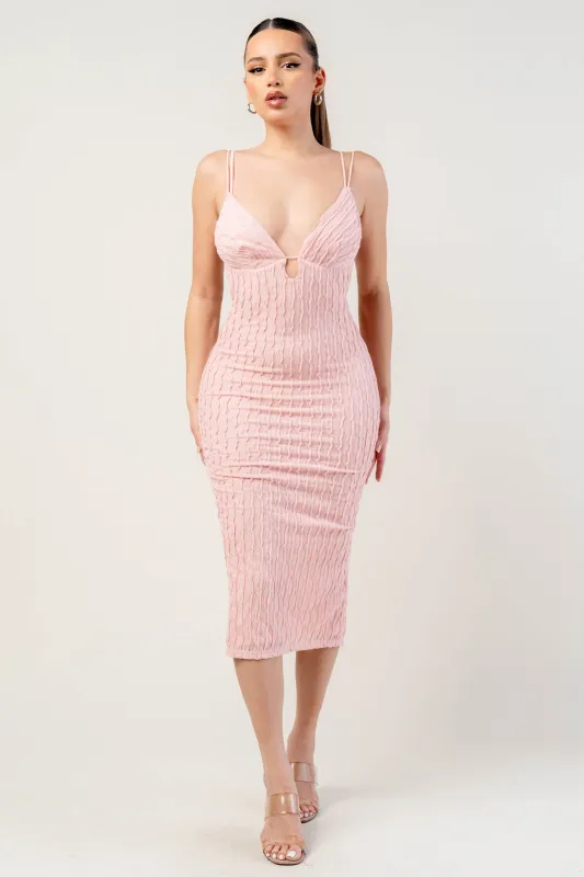 TEXTURED KNIT MIDI DRESS sold by privy