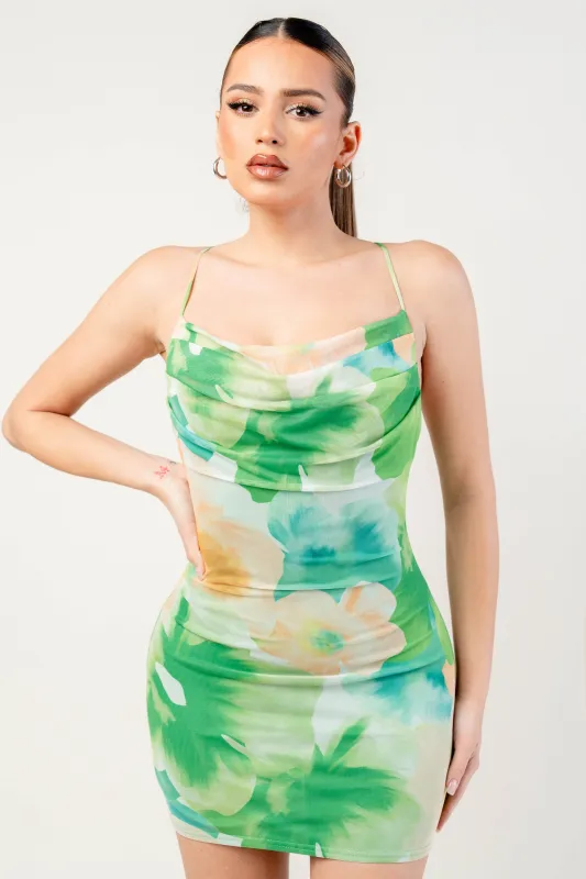 PDKS78703K / MESH PRINT MINI DRESS sold by privy