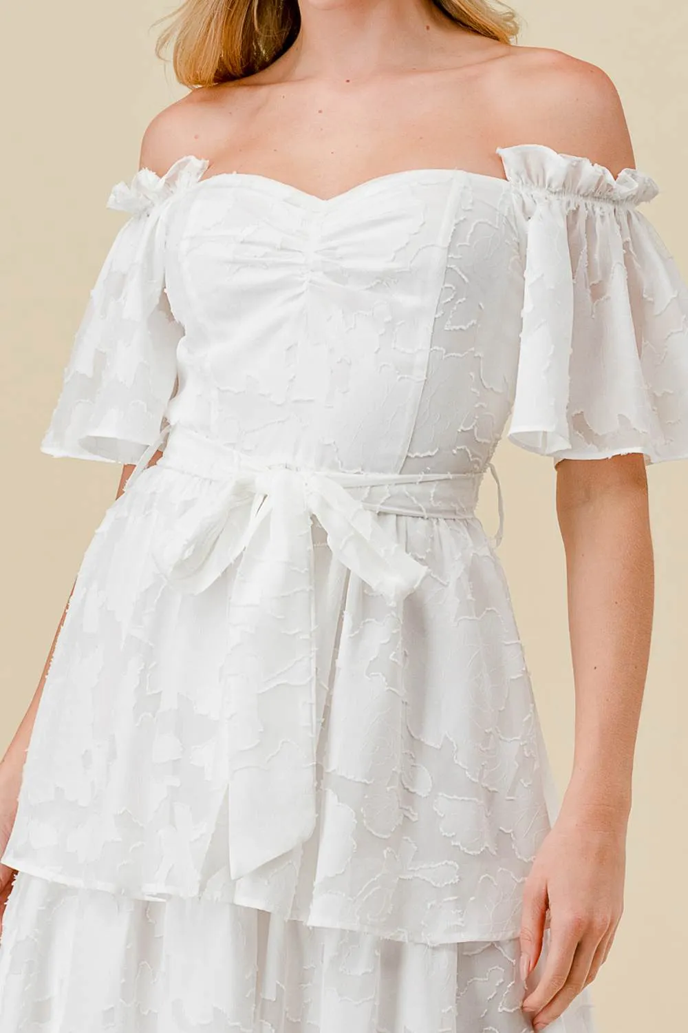 TEXTURE FLORAL OFF SHOULDER TIRED MAXI DRESS sold by privy product image thumbnail 5