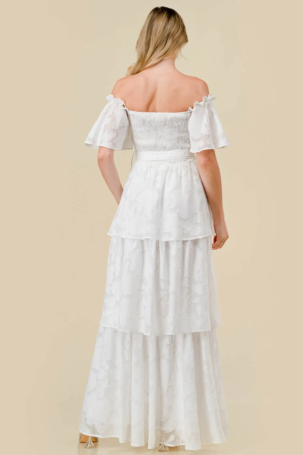 TEXTURE FLORAL OFF SHOULDER TIRED MAXI DRESS sold by privy product image thumbnail 3