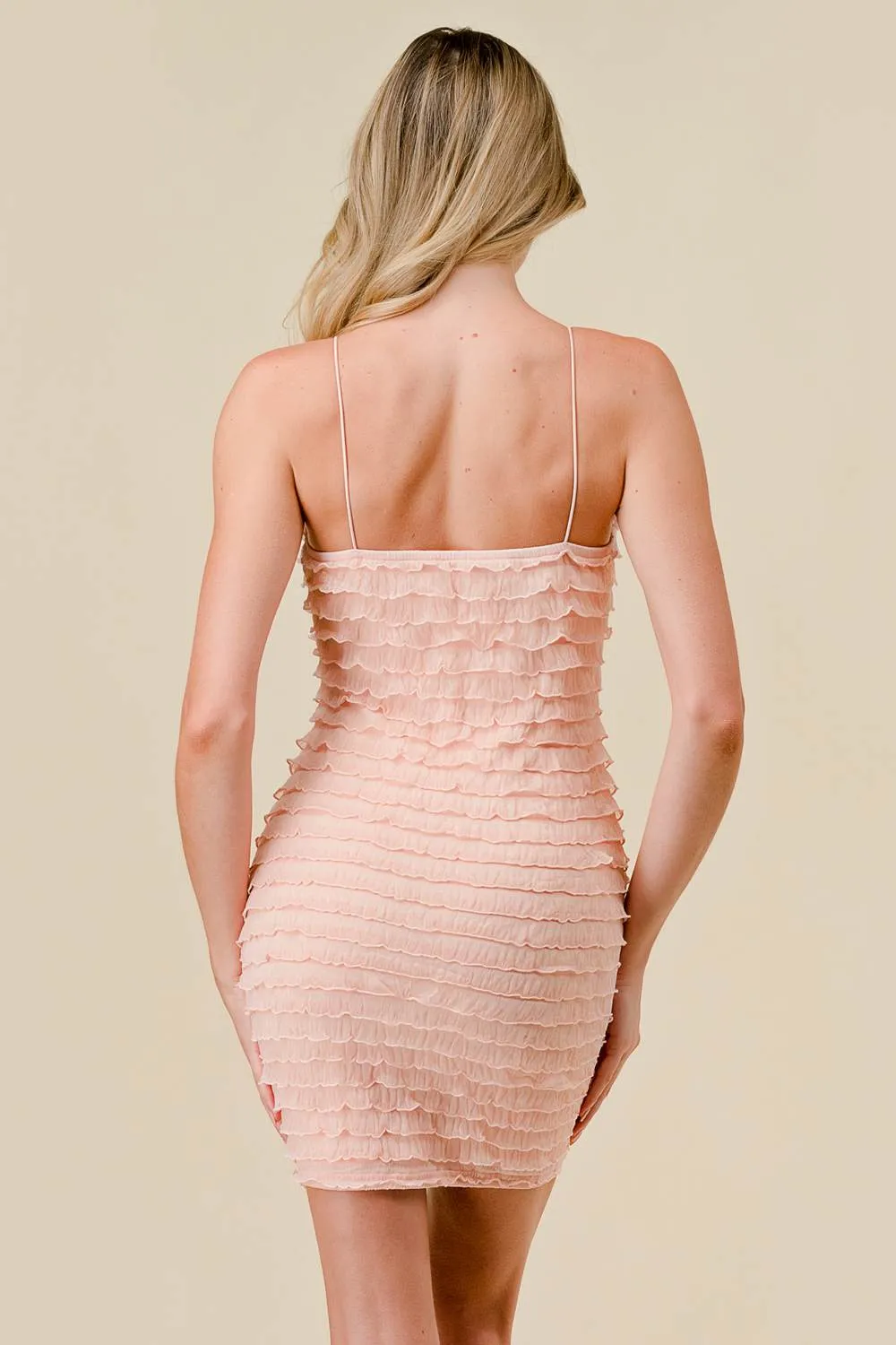 RUFFLED KNIT SLEEVELESS BODYCON MINI DRESS sold by privy product image thumbnail 3