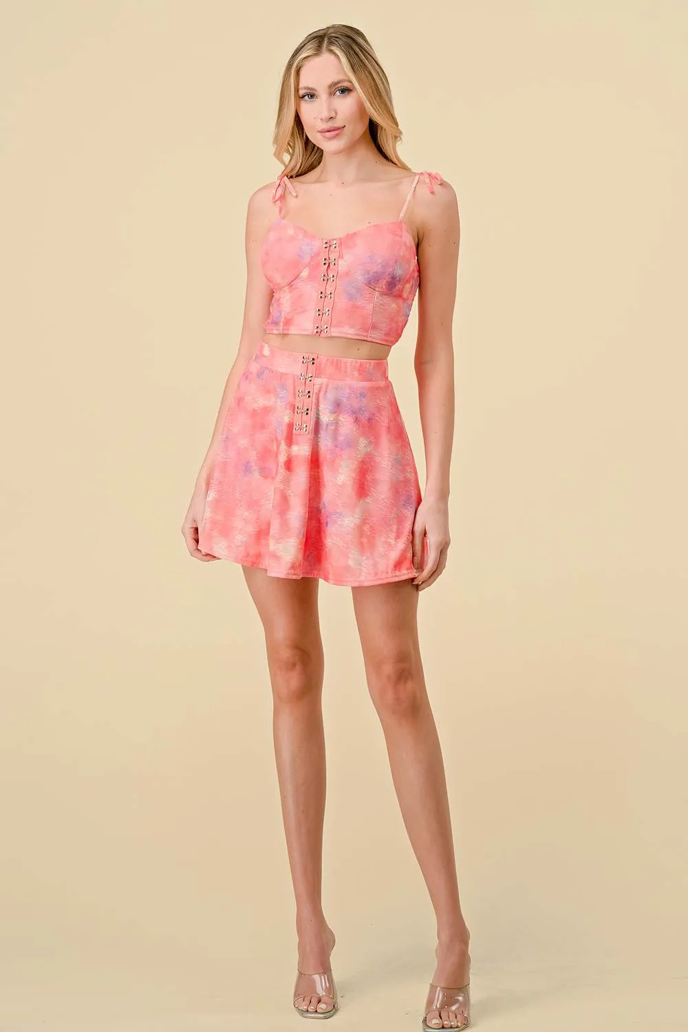 TIE DYE BUSTIER TOP AND HOOK MINI SKIRT SETS sold by privy product image thumbnail 4