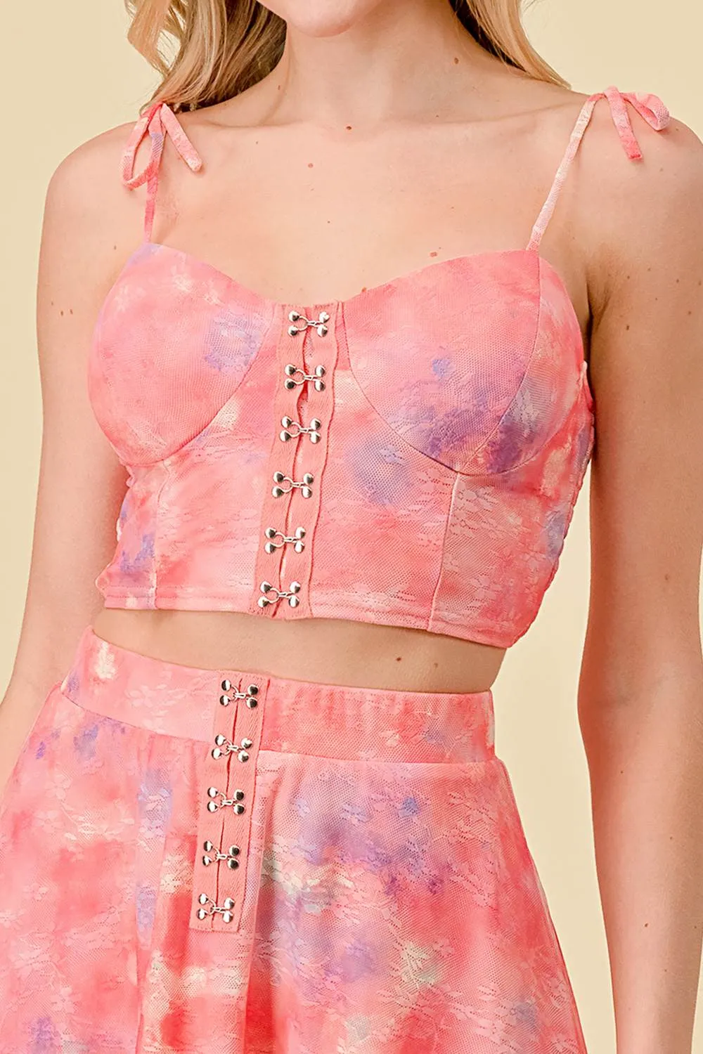 TIE DYE BUSTIER TOP AND HOOK MINI SKIRT SETS sold by privy product image thumbnail 5
