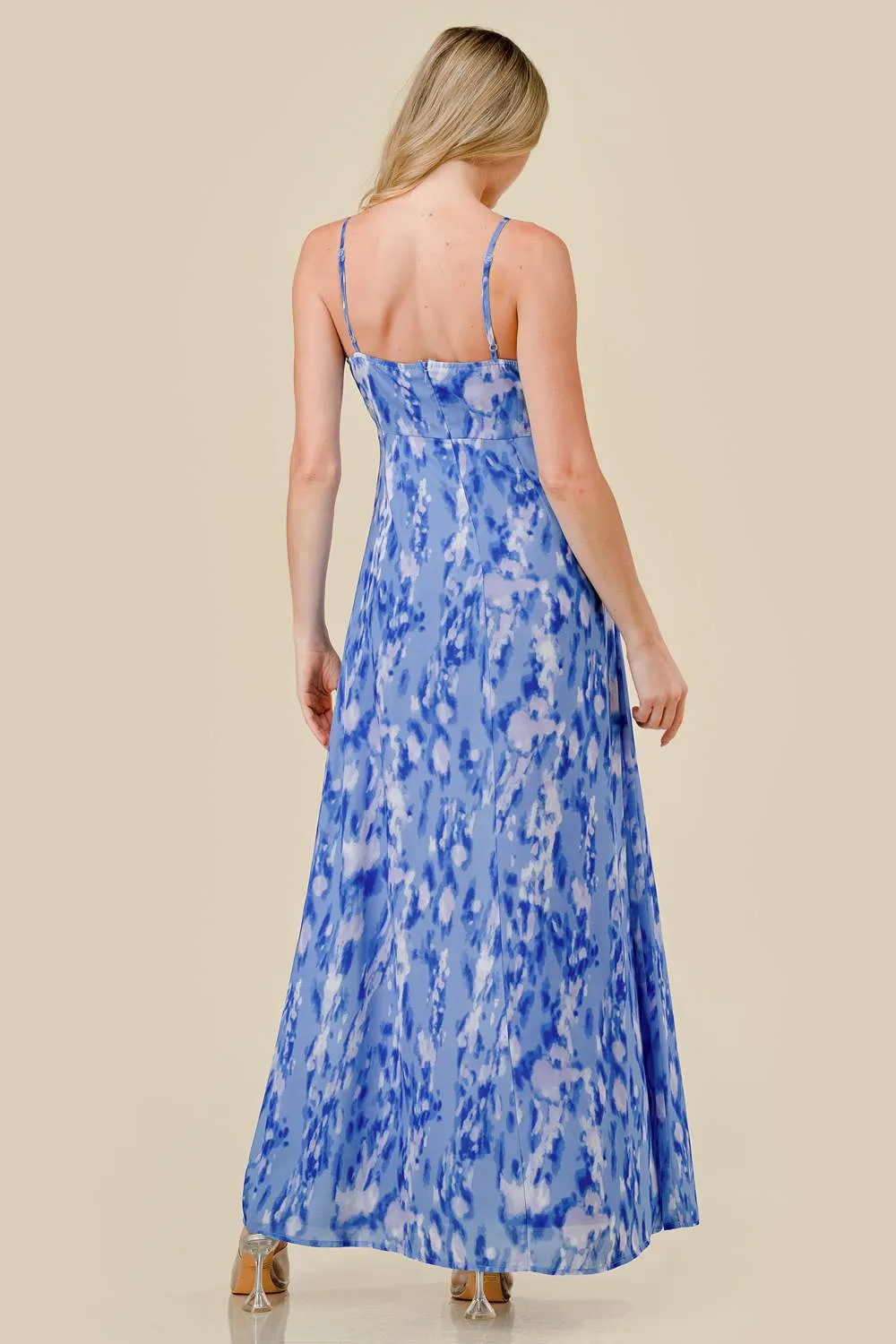 LACE TRIM CONTRAST SATIN PRINT RELAX MAXI DRESS sold by privy product image thumbnail 3