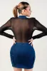 WASHED STRETCH DENIM LONG SLEEVE MINI DRESS sold by privy