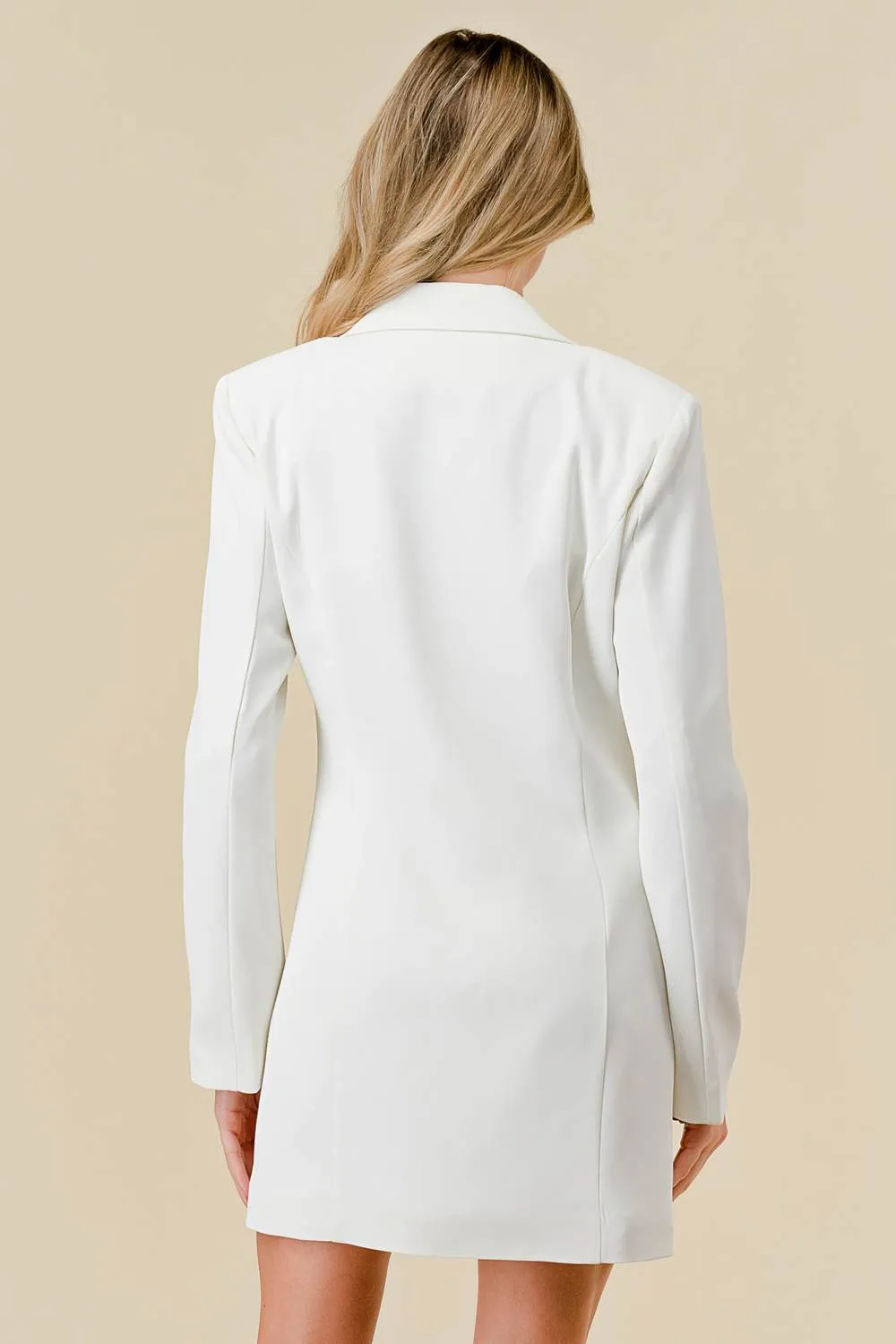 BD10764B / LUXE BUTTON DOWN COLLARED V-NECK BLAZER MINI DRESS sold by privy product image thumbnail 3