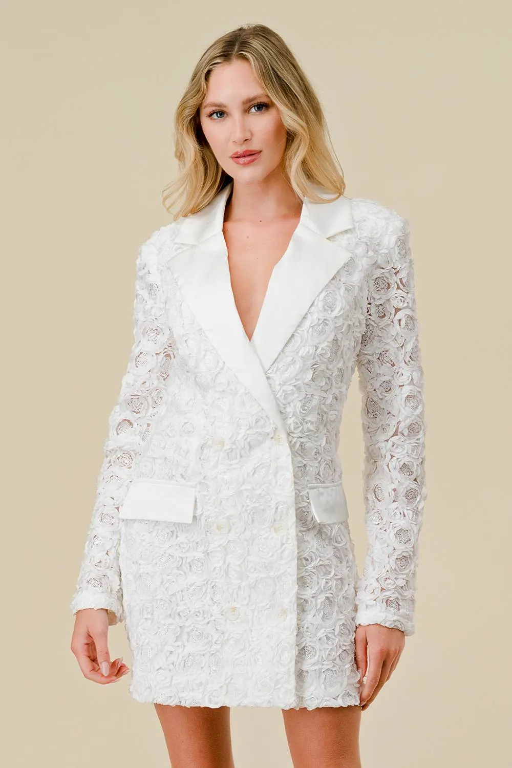 FLOWER TEXTURE 3D MESH BLAZER MINI DRESS sold by privy product image thumbnail 2