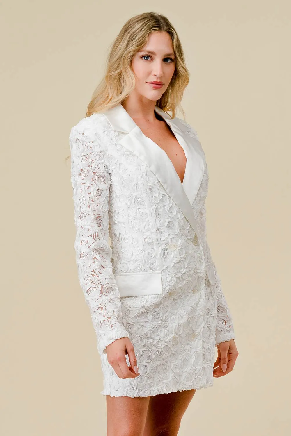 FLOWER TEXTURE 3D MESH BLAZER MINI DRESS sold by privy product image thumbnail 3