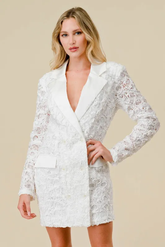 FLOWER TEXTURE 3D MESH BLAZER MINI DRESS sold by privy