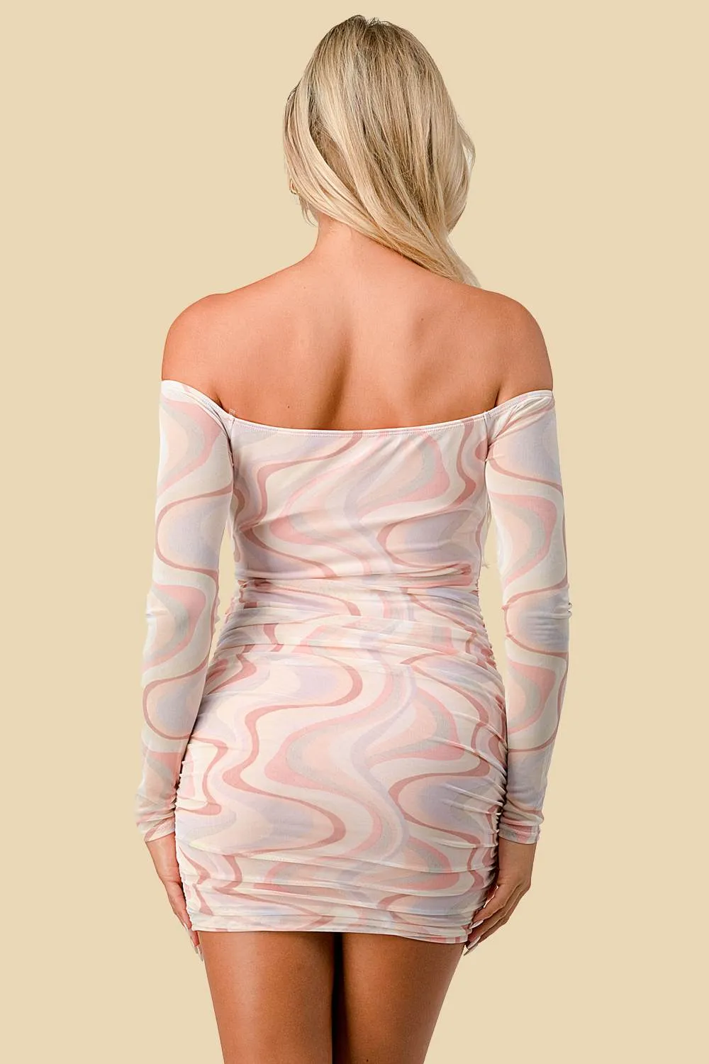 MARBLE MESH KEYHOLE RUCHED BODYCON MINI DRESS sold by privy product image thumbnail 4