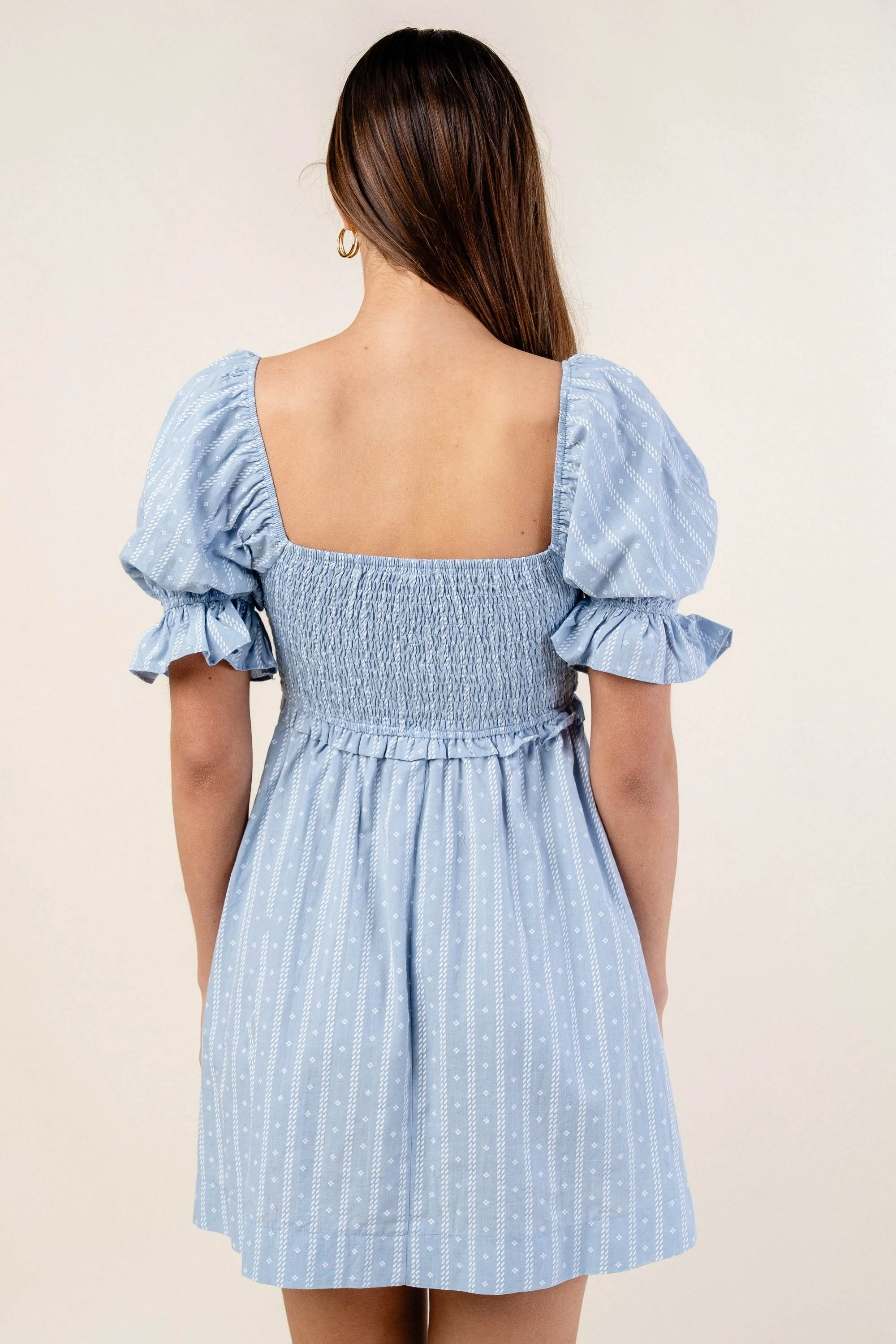 BD10498K / EYELET PRINT SMOCKED RUFFLED LINEN MINI DRESS sold by privy product image thumbnail 3