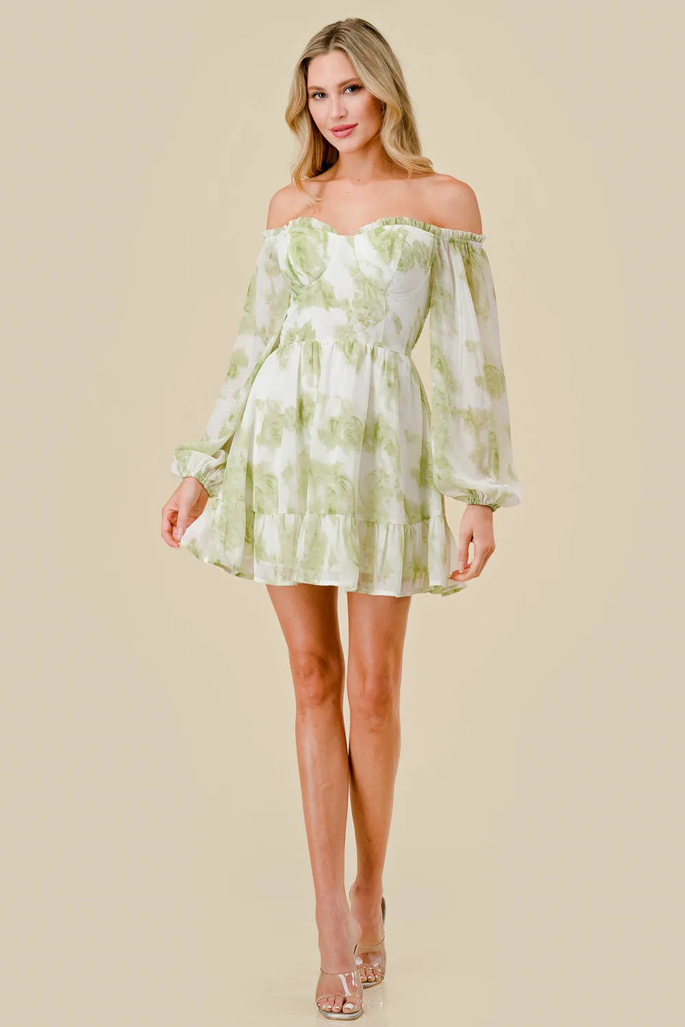 BD12189E / ROMANTIC FLORAL PRINT CHIFFON RUFFLED MINI DRESS sold by privy product image thumbnail 5