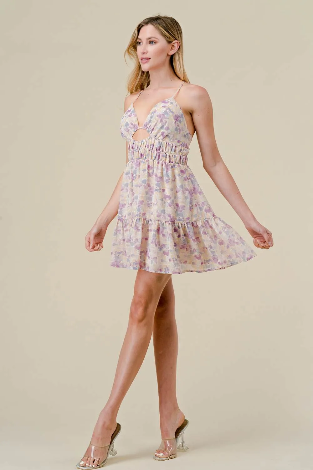 BD10568S / CHIFFON PRINT CUTOUT SWEETHEART TIERED MINI DRESS sold by privy product image thumbnail 4