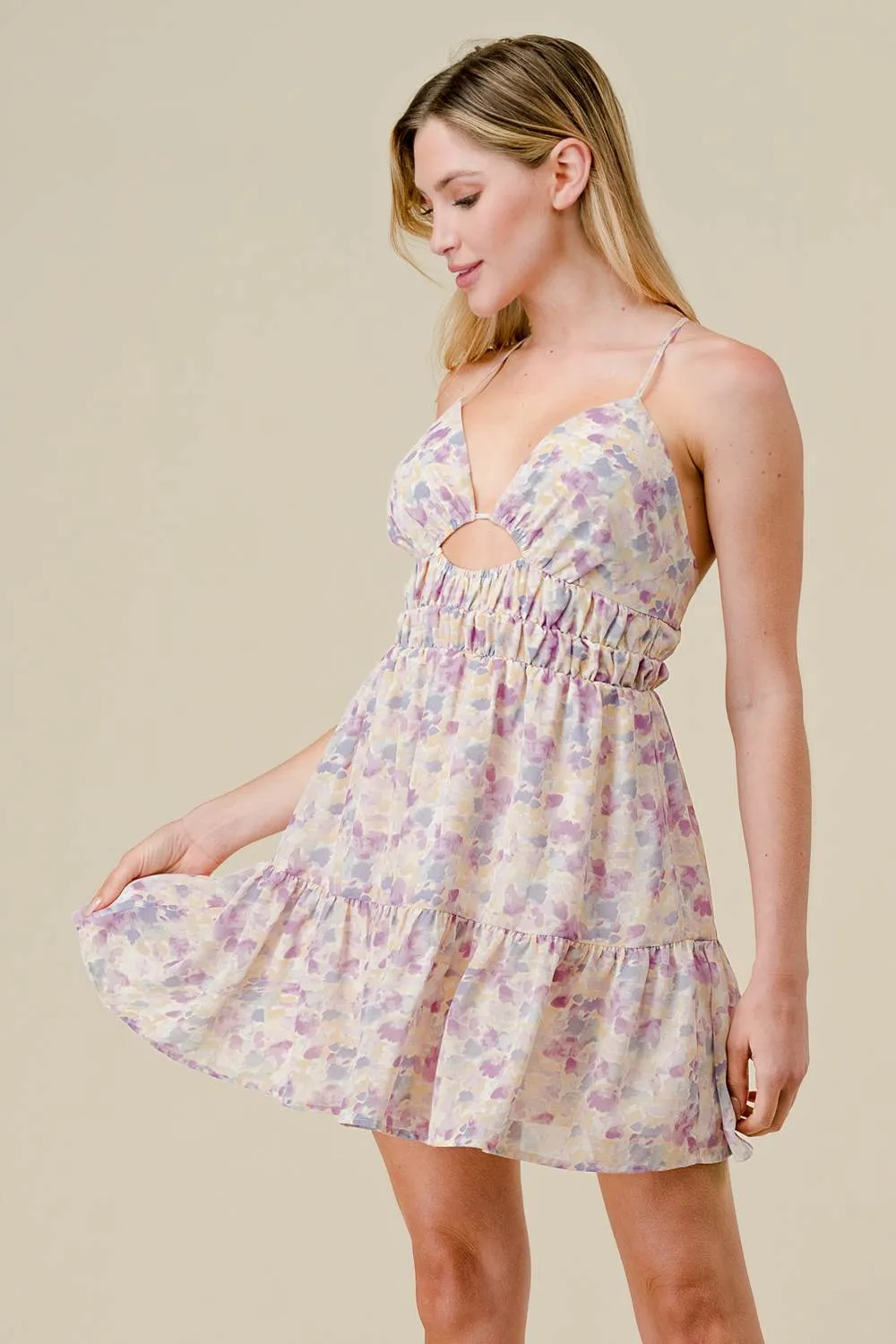 BD10568S / CHIFFON PRINT CUTOUT SWEETHEART TIERED MINI DRESS sold by privy product image thumbnail 2