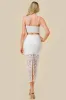 CROCHET LACE BUSTIER TOP & SEE-THRU MIDI SKIRT SET sold by privy
