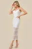 CROCHET LACE BUSTIER TOP & SEE-THRU MIDI SKIRT SET sold by privy