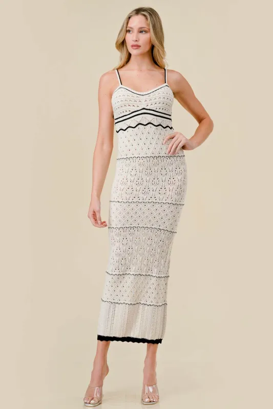 BD12122B / CROCHET SWEATER SLEEVELESS MAXI DRESS sold by privy