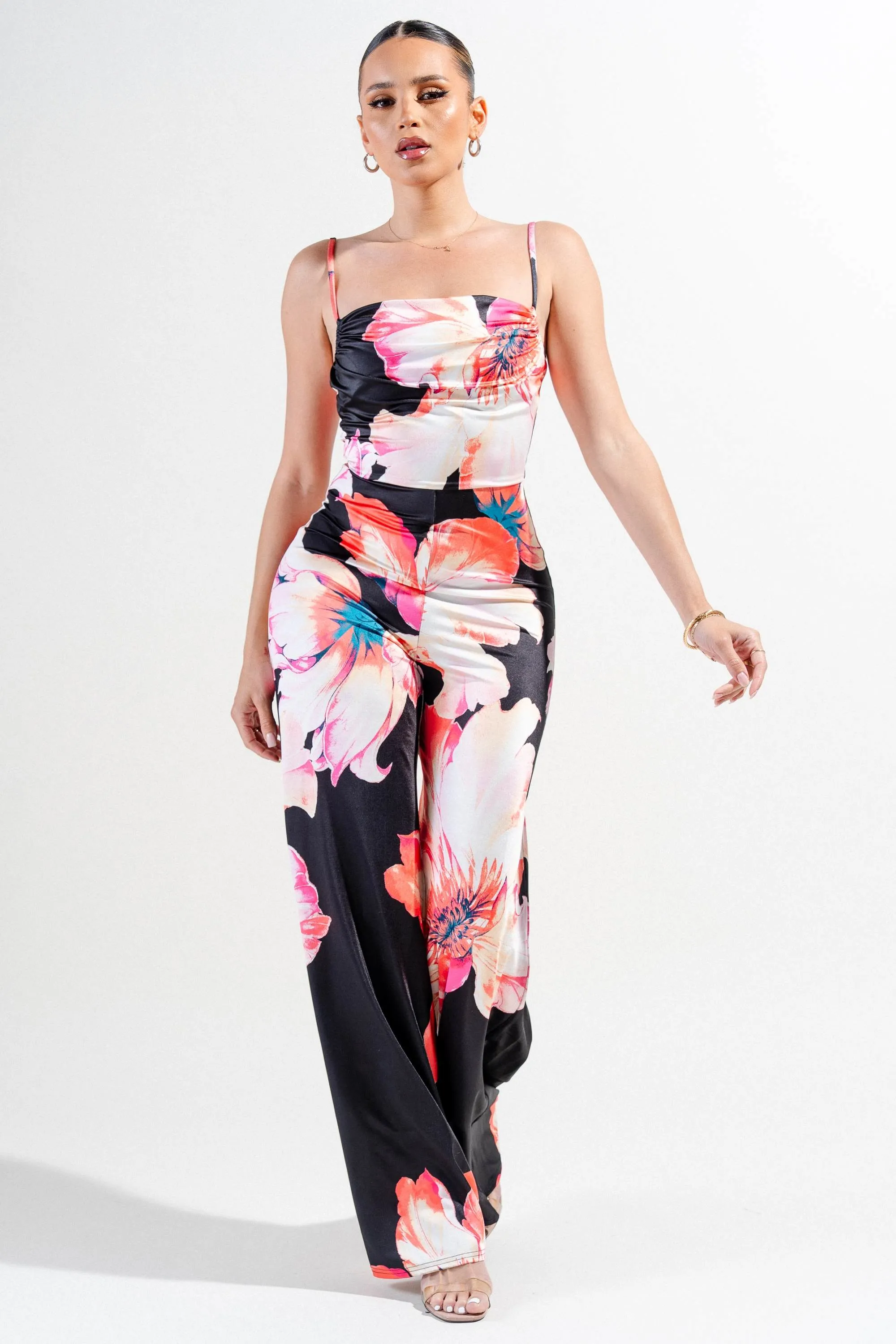 PJ11213S / KNIT SATIN PRINT JUMPSUIT sold by privy product image thumbnail 4