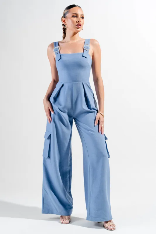 PJ11201E / STRETCH LINEN BLEND KNIT JUMPSUIT sold by privy