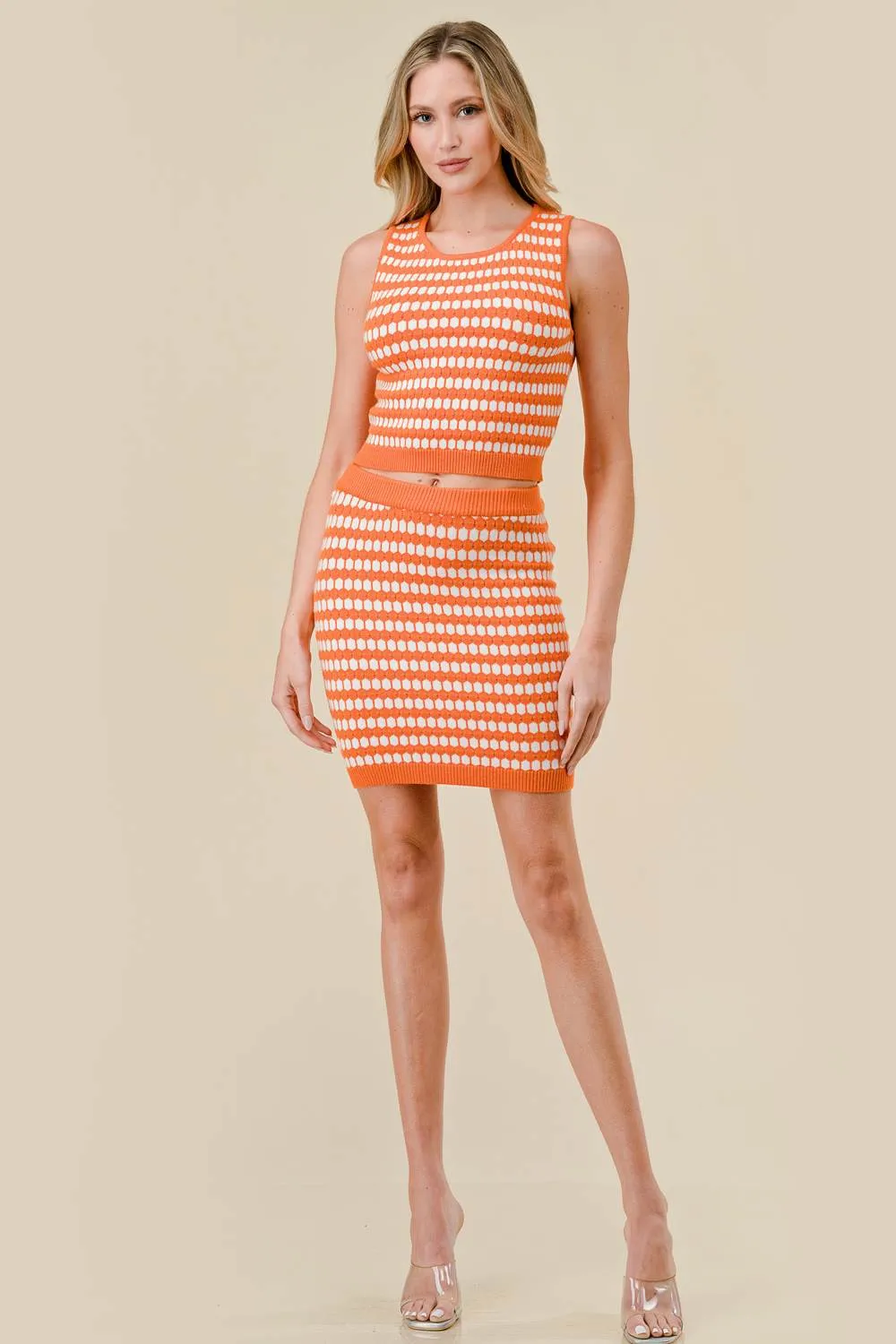 BS3472B / POLKA DOT STRIPED RIB SWEATER TANK TOP & SKIRT SET sold by privy product image thumbnail 4