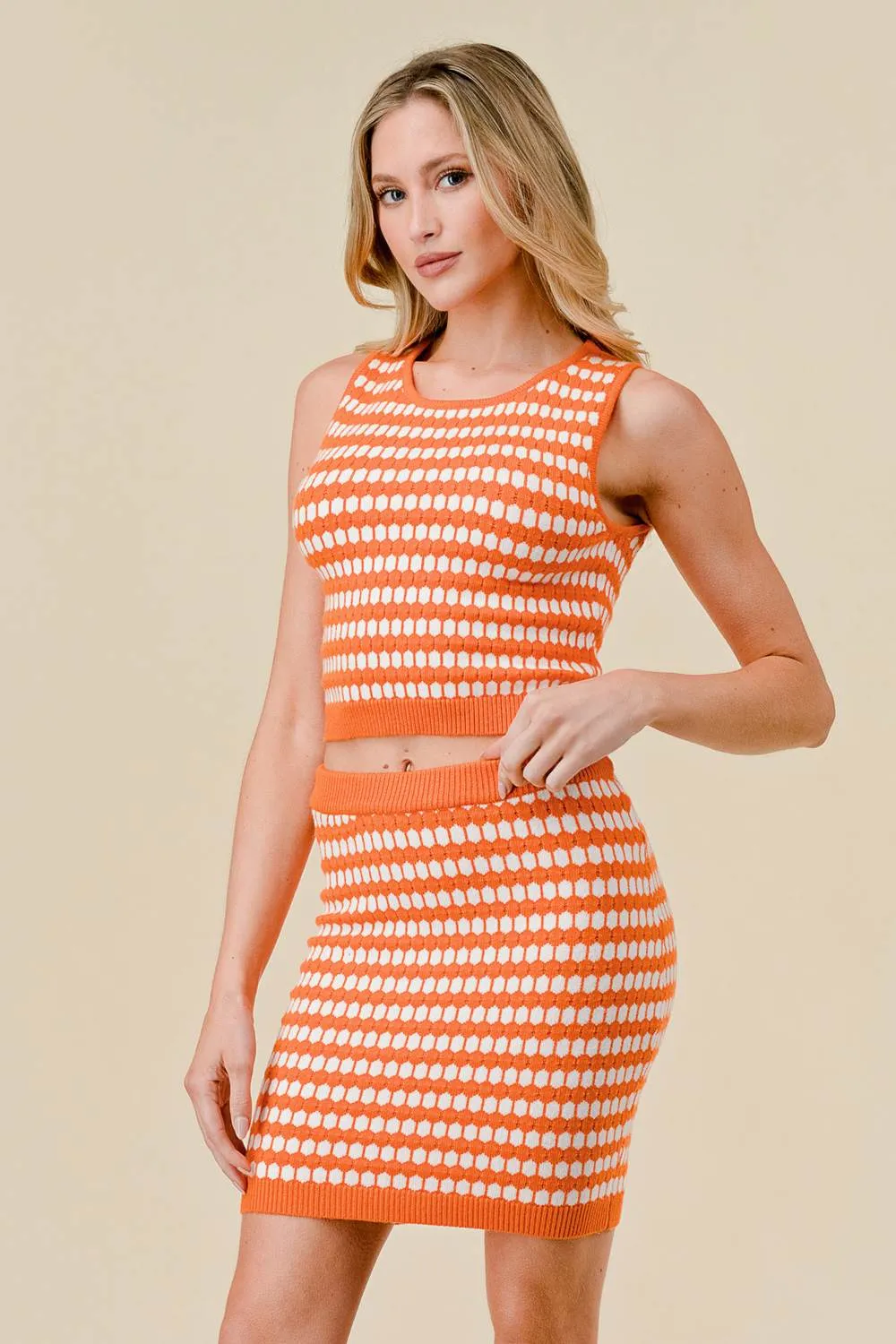 BS3472B / POLKA DOT STRIPED RIB SWEATER TANK TOP & SKIRT SET sold by privy product image thumbnail 2