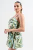 PJWS11257S-W / LINEN PRINT FRONT KNOT DETAIL BACK SMOCKED ROMPER sold by privy