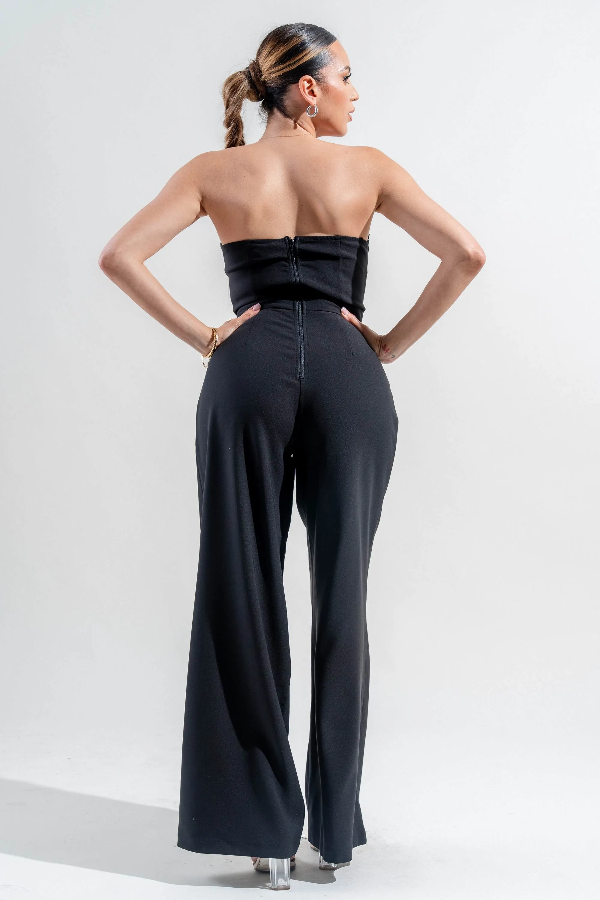 PJWS11249N-W / STRETCHED WOVEN SWEETHEART TUBE WIDE LEG JUMPSUIT sold by privy product image thumbnail 3
