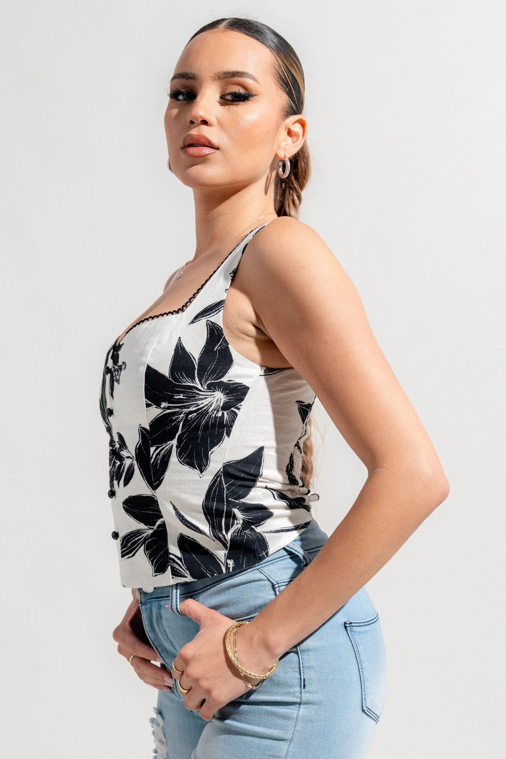 PT45259S / RAYON LINEN PRINT TOP sold by privy product image thumbnail 2