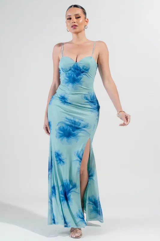 PDKS78504NST-W / MESH PRINT MAXI DRESS sold by privy