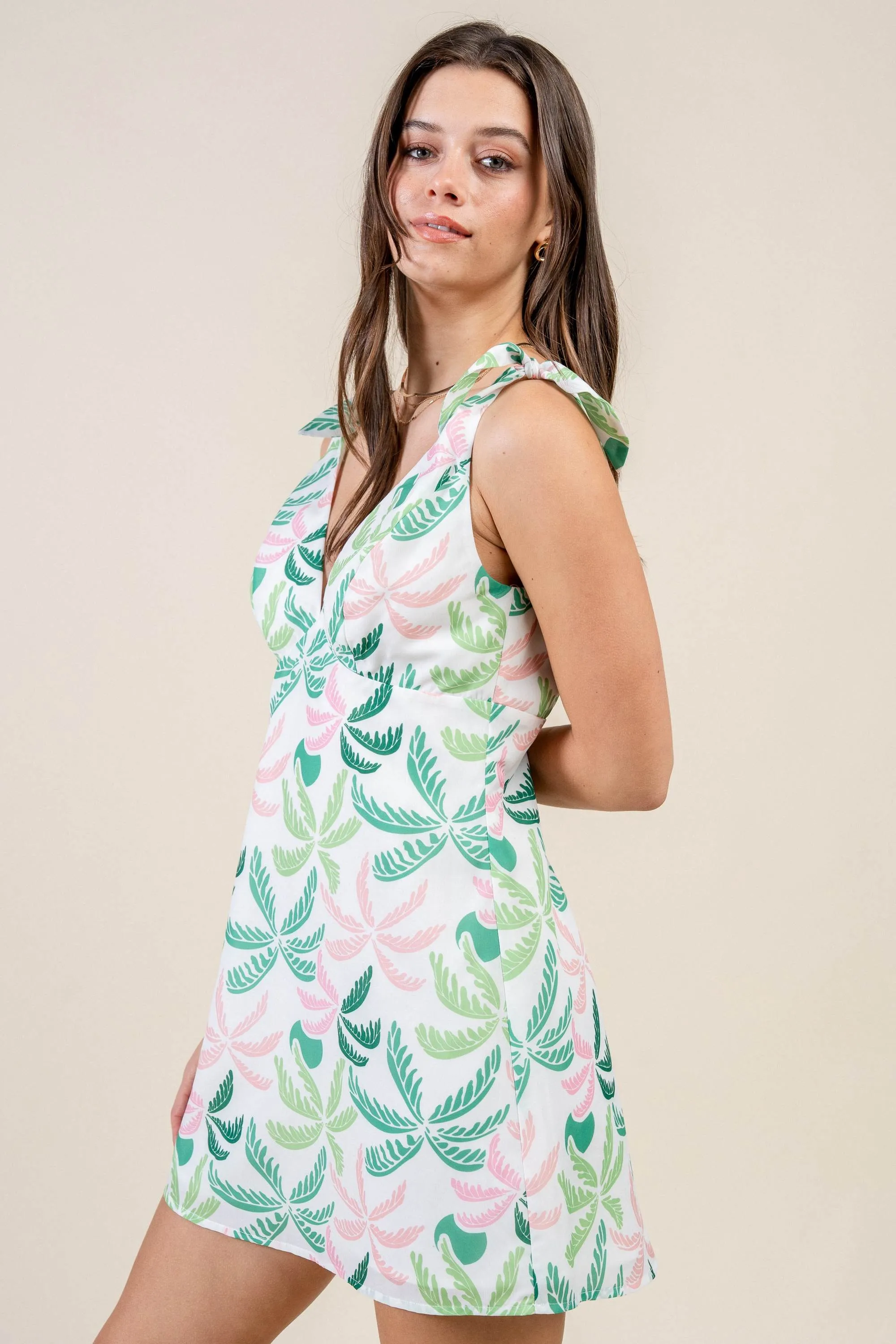 BDWS12945S / POLY LINEN PRINT MINI DRESS sold by privy product image thumbnail 2