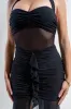 PDKS78684B-W / MESH HALTER NECK RUFFLE DETAIL FRONT SLIT MAXI DRESS sold by privy