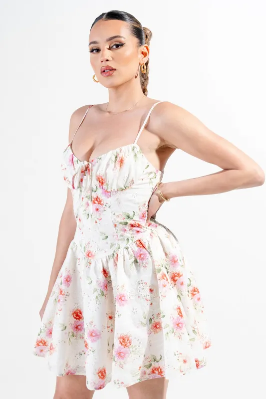 PD78304S-W / EYELET WOVEN PRINT DRESS sold by privy