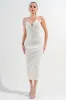 PDKS78612SST-W / RIB SWEATER STRIPE STRAP DETAIL CUT OUT WAIST MIDI DRESS sold by privy