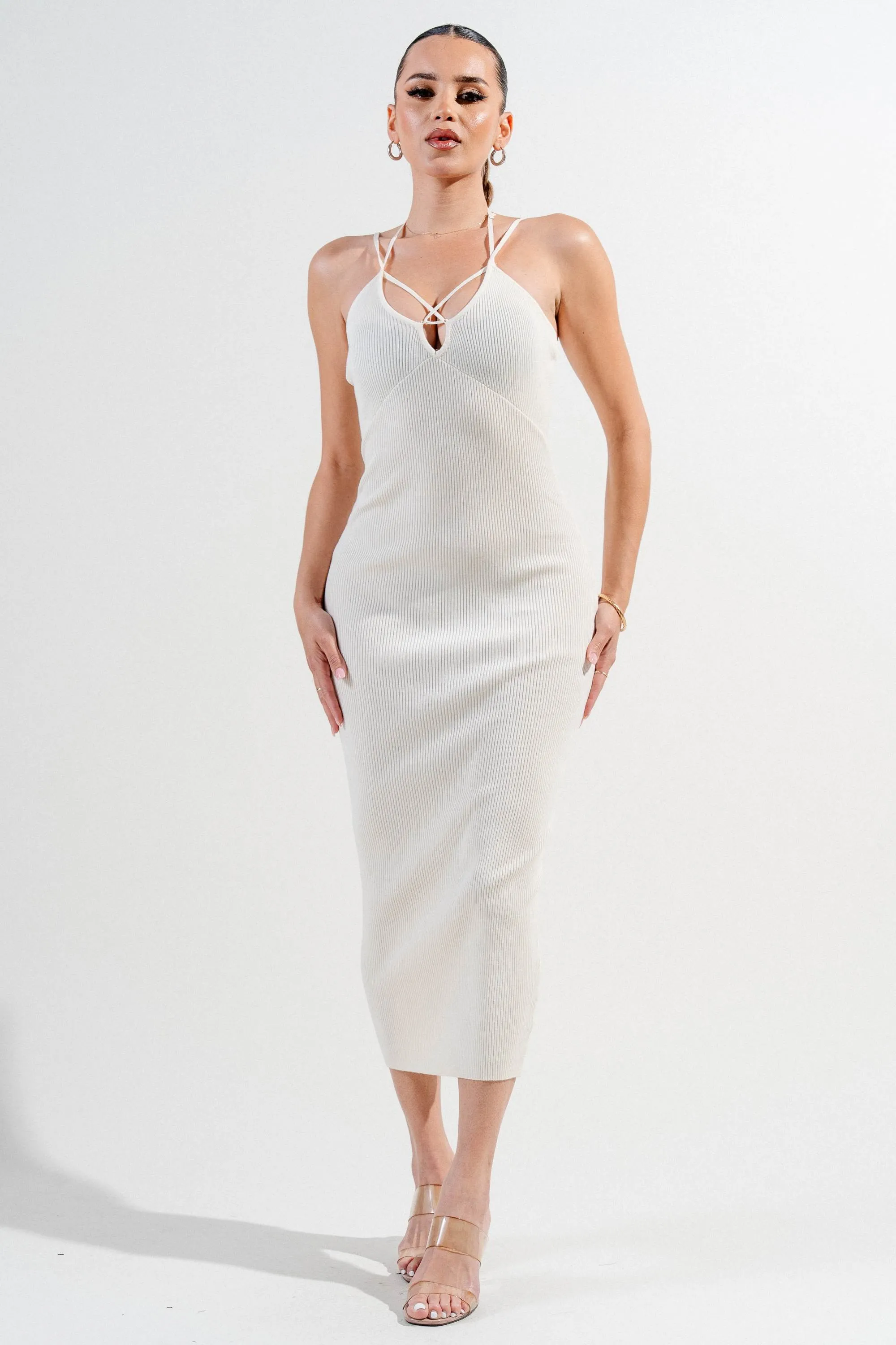 PDKS78612SST / RIBBED HALTER STRAP SWEATER MIDI DRESS sold by privy product image thumbnail 4