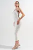 PDKS78612SST-W / RIB SWEATER STRIPE STRAP DETAIL CUT OUT WAIST MIDI DRESS sold by privy