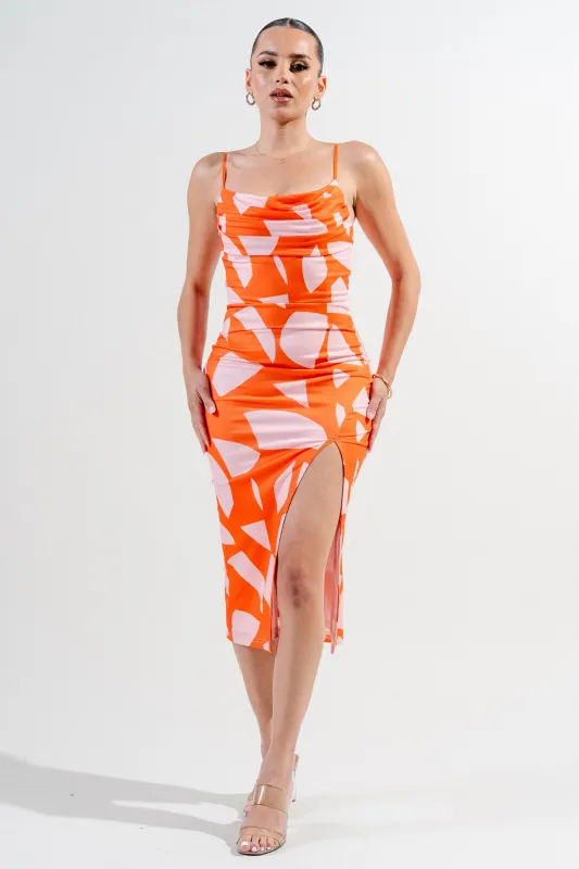 PDKS78569B-W / ITY PRINT FRONT SLIT MIDI DRESS sold by privy