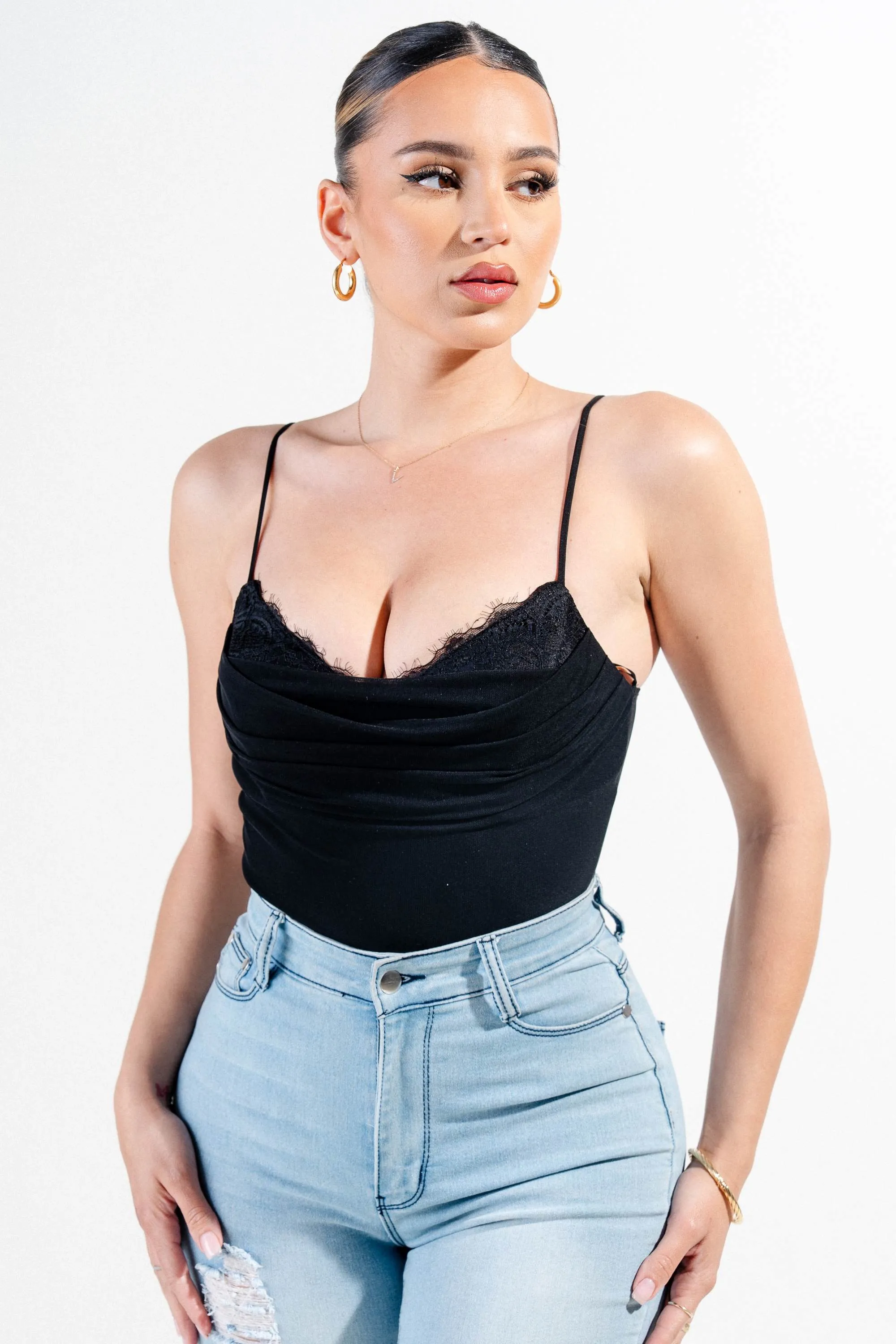 PTKS45292N-W / MESH LACE INSET CAWL NECK BODYSUIT sold by privy product image thumbnail 4