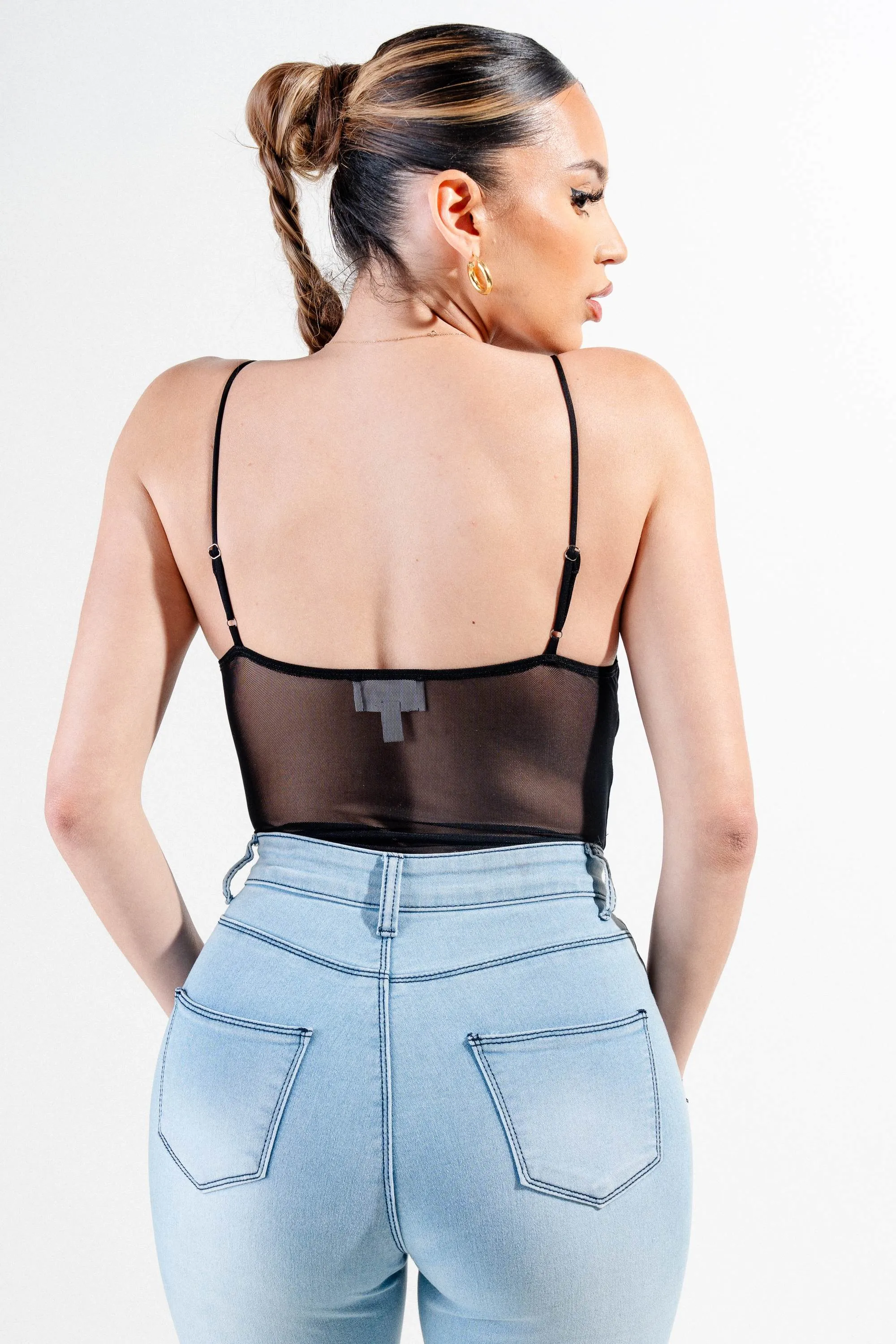 PTKS45292N-W / MESH LACE INSET CAWL NECK BODYSUIT sold by privy product image thumbnail 3