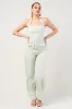 PJWS11236ETP-W / THICK STRETCH WOVEN HALTER NECK JUMPSUIT WITH FAUX POCKET sold by privy