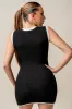 SWEATER KNIT CONTRAST DETAIL SLEEVELESS MINI DRESS sold by privy