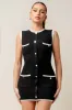 SWEATER KNIT CONTRAST DETAIL SLEEVELESS MINI DRESS sold by privy