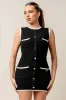 SWEATER KNIT CONTRAST DETAIL SLEEVELESS MINI DRESS sold by privy