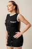 SWEATER KNIT CONTRAST DETAIL SLEEVELESS MINI DRESS sold by privy