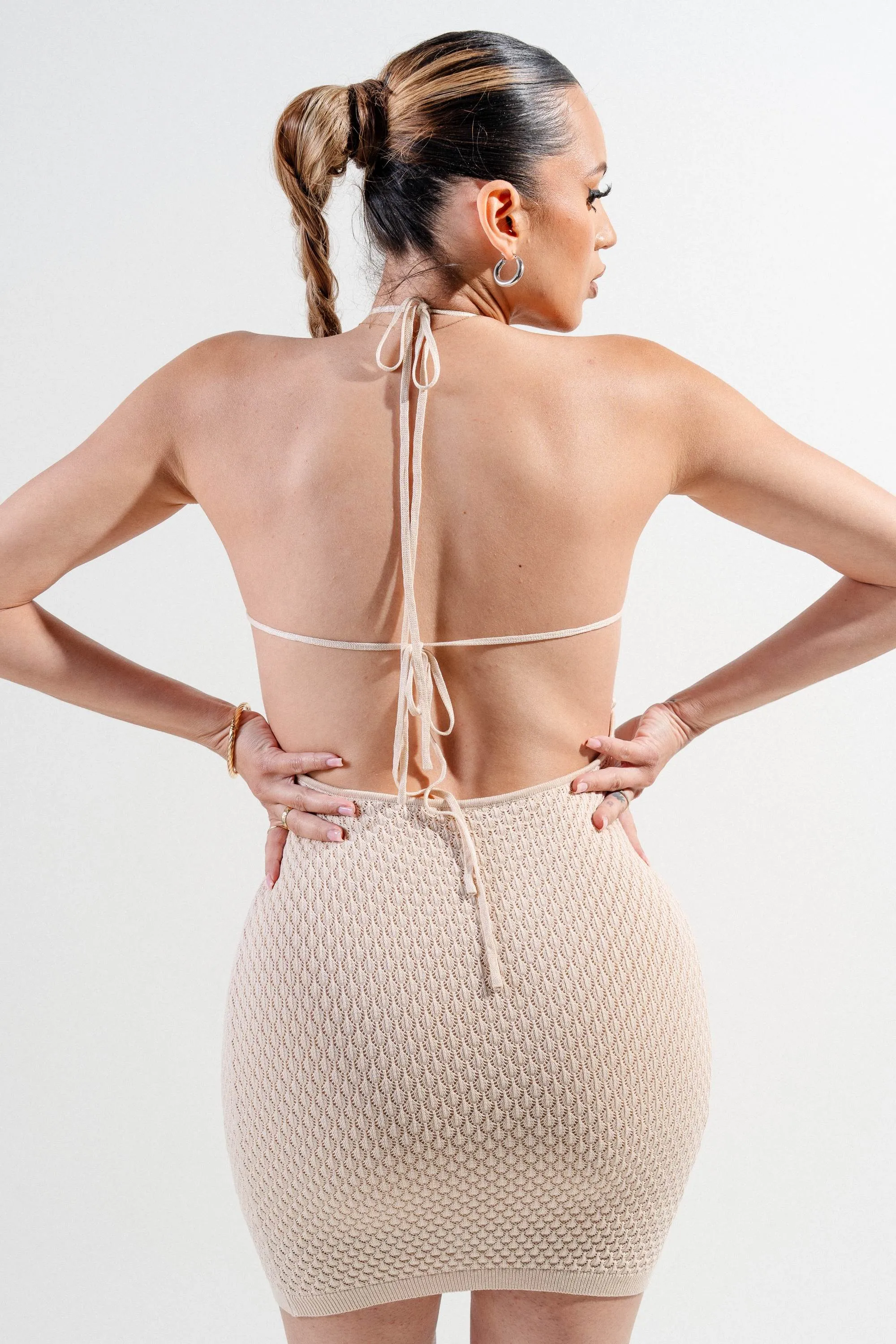 PDKS78565STP-W / RIB SWEATER KNIT HALTER NECK MINI DRESS sold by privy product image thumbnail 4