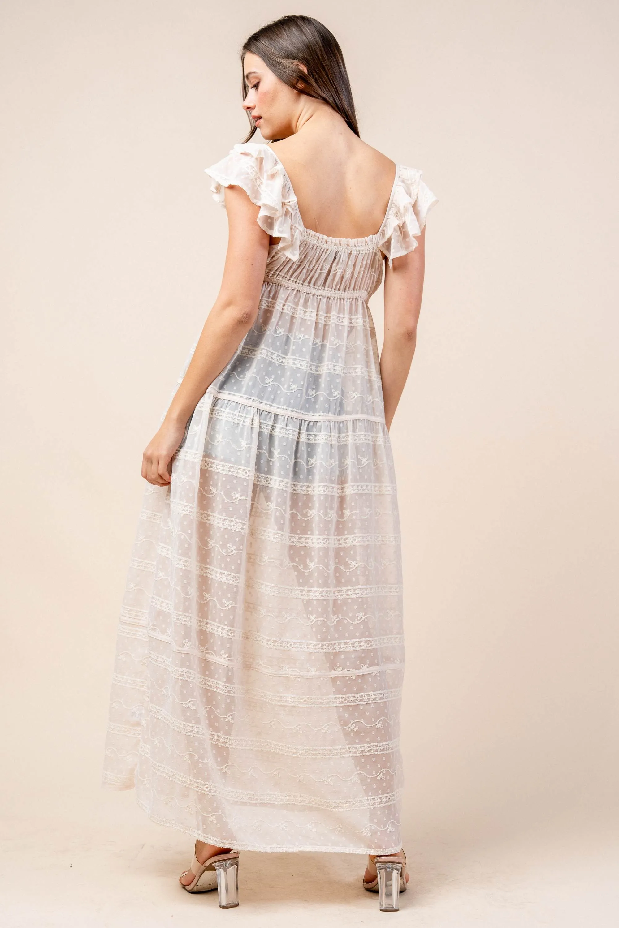 CT10403K / SWISSDOT CHIFFON WITH EMBROIDERED TOP sold by privy product image thumbnail 3