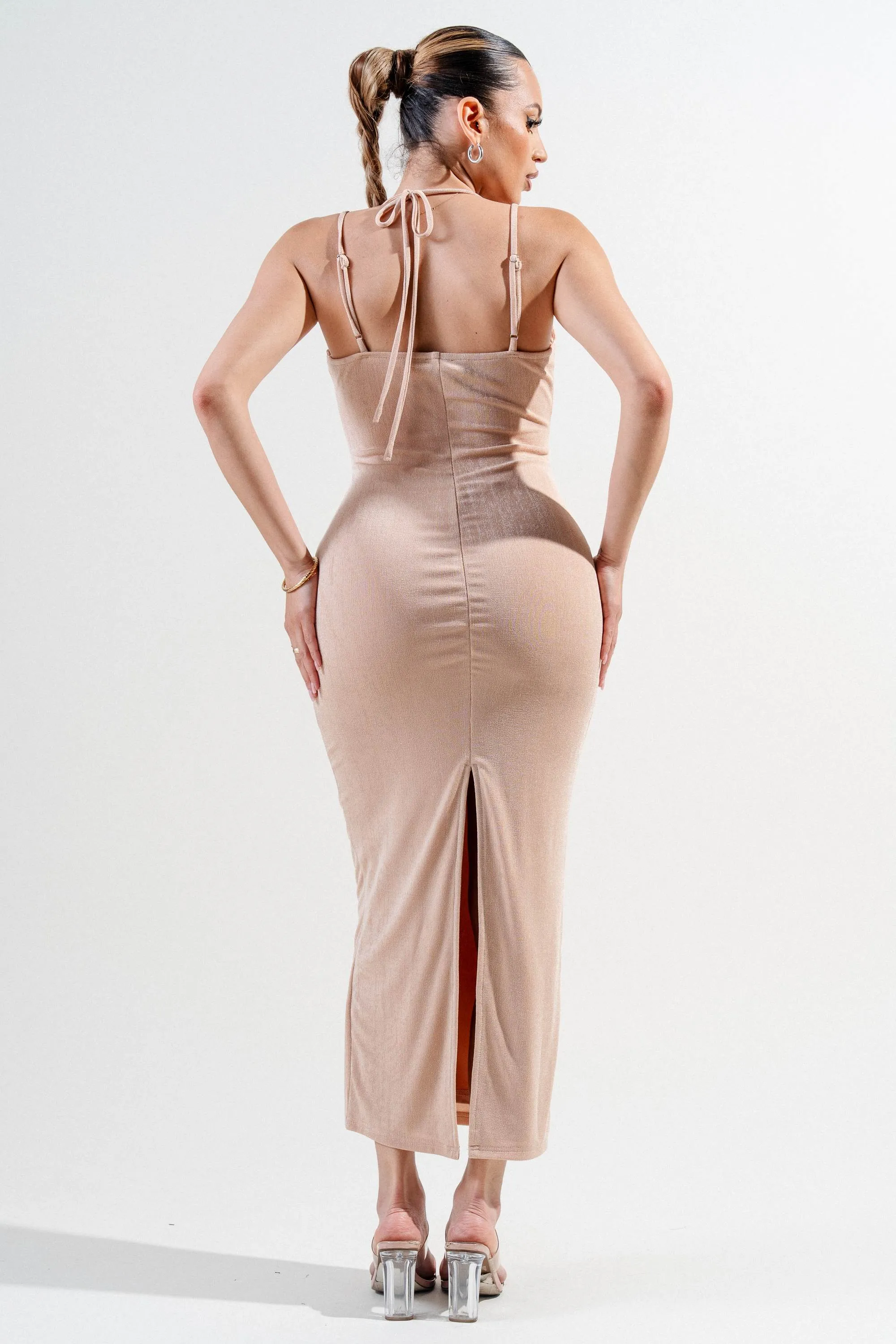 PDKS78721BTP-W / SLINKY CAWL NECK BEADS DETAIL MAXI DRESS sold by privy product image thumbnail 3